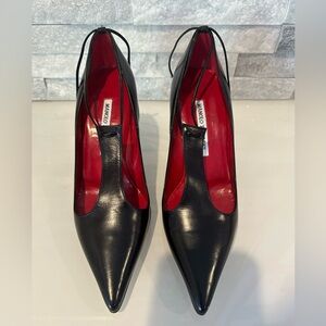 Manolo Blahnik black leather heels